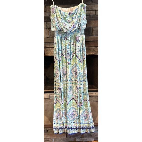 Women’s LILLY PULITZER Open Waters Maxi Strapless Dress Size M *A8 - Picture 4 of 4